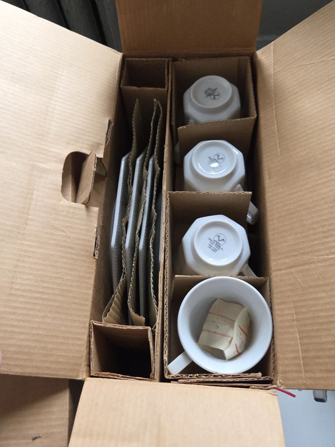 White Octagonal Dinnerware Set with Cups and Saucers - photo 2