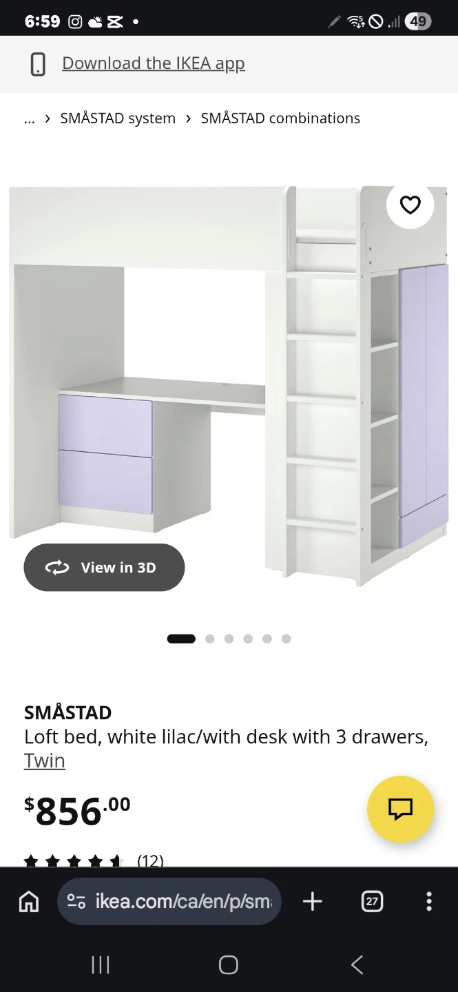 IKEA SMÅSTAD Loft Bed with Desk - Twin - photo 2