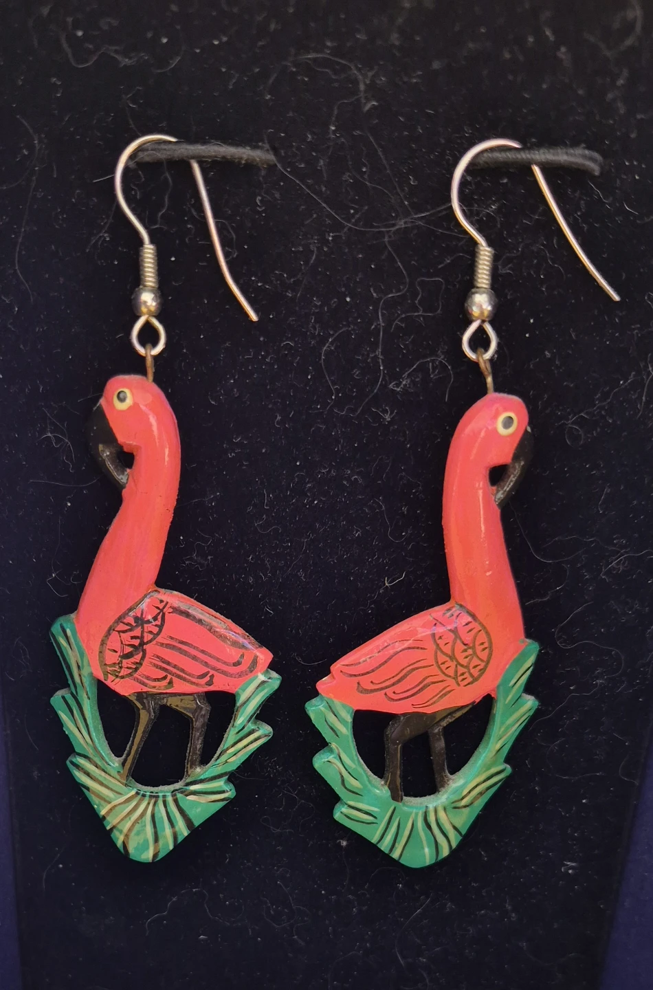 Handmade Wooden Flamingo Earrings - photo 2