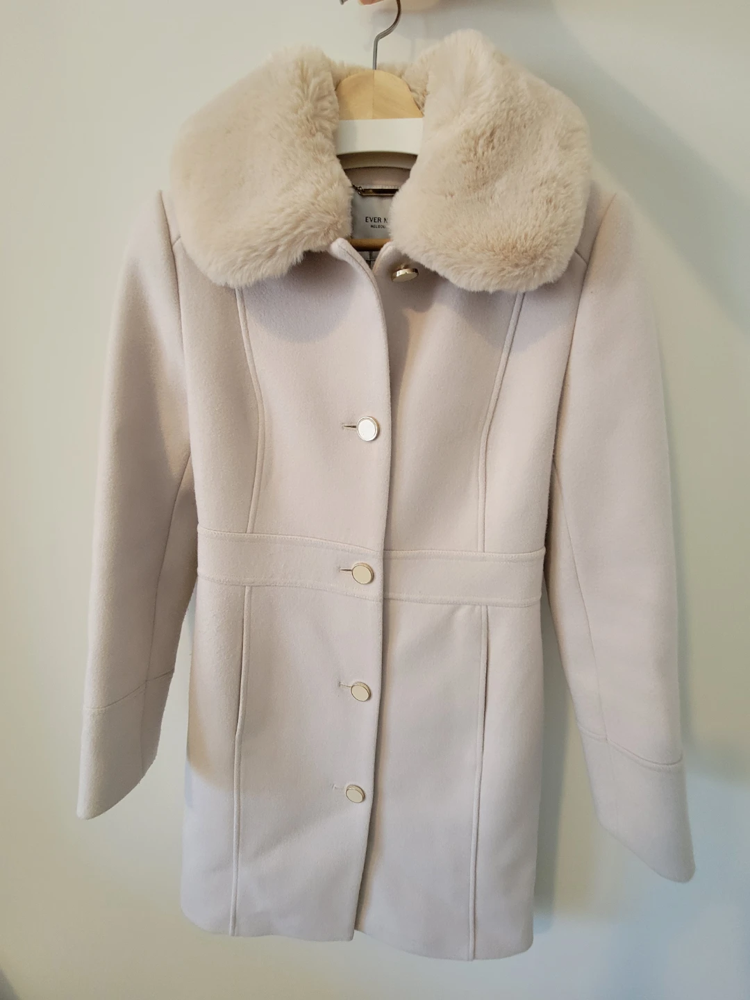 Ever New Cream Coat with Fur Collar