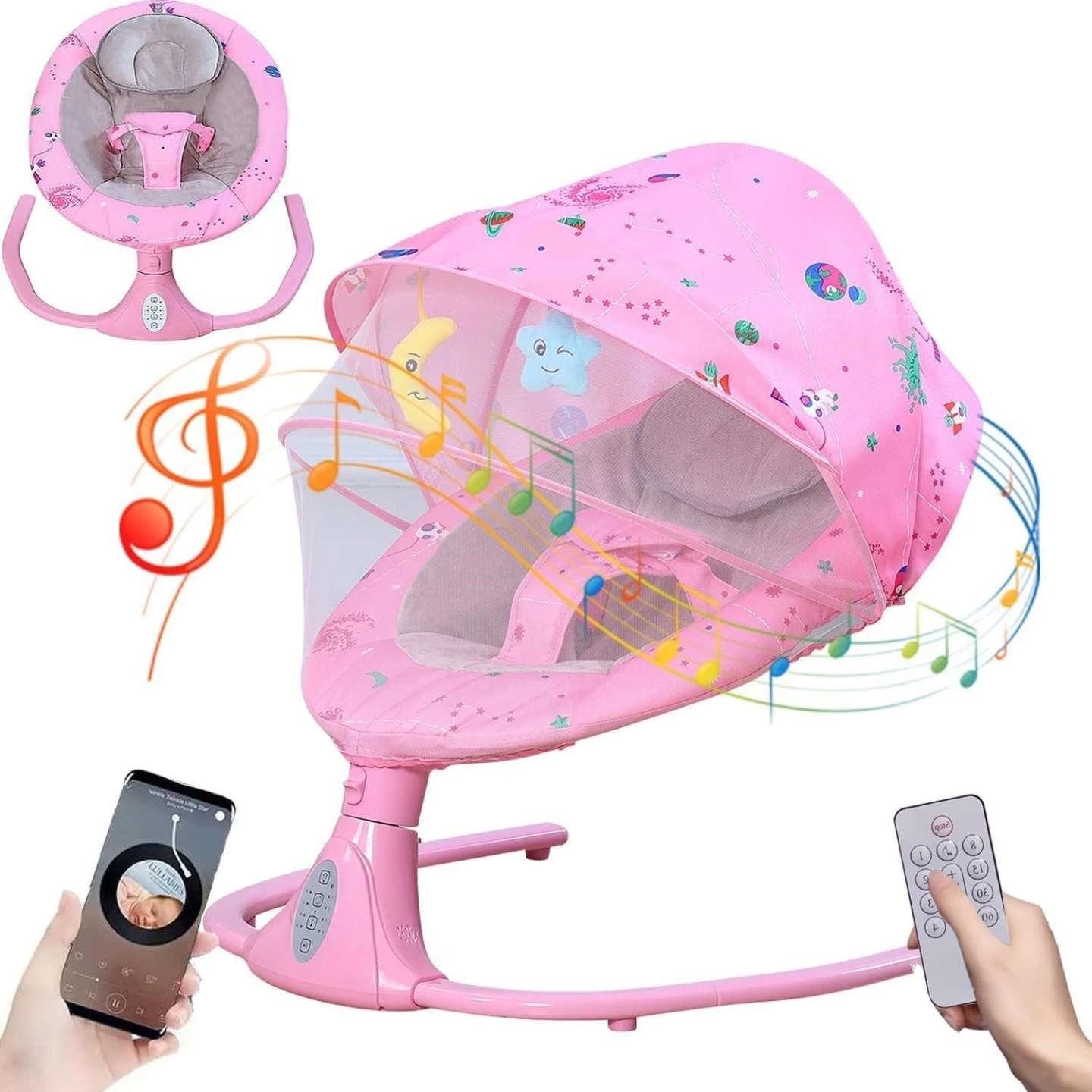 Brand New>>Pink Baby Electric Swing with Canopy and Toys - photo 4