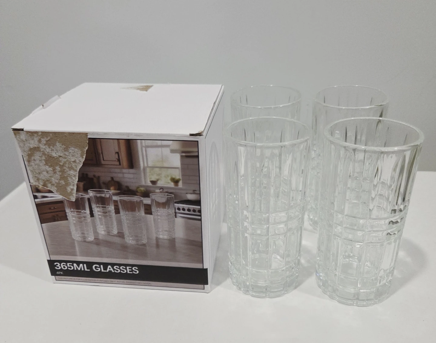 Set of 4, 365ML Clear Glasses🌱