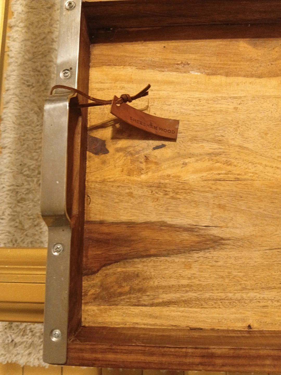 Wooden Serving Tray with Metal Handles - photo 5