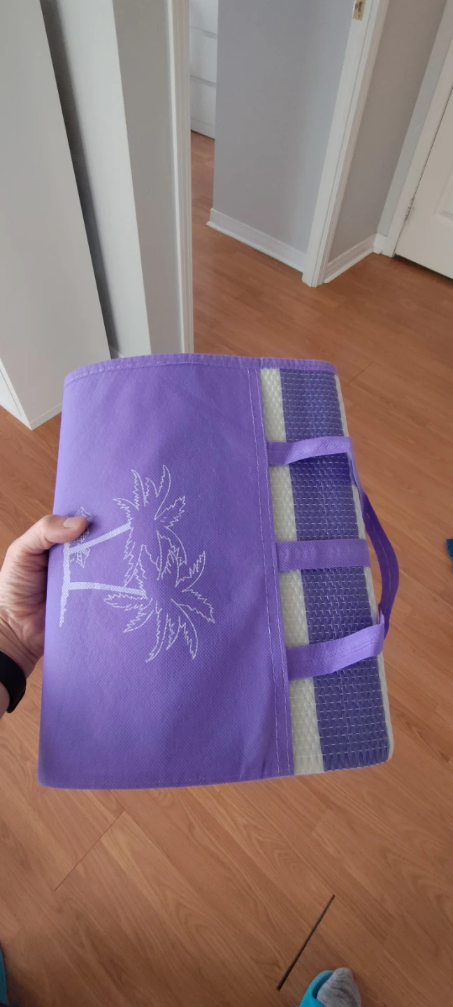 Purple and White Striped Picnic Mat