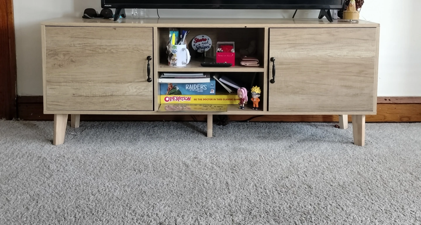 Wood Media Console Stand