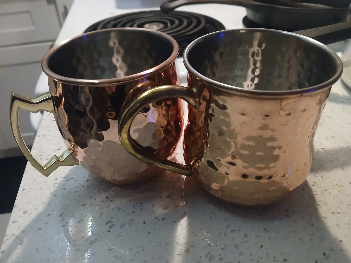 2x Hammered Copper Mugs (not identical)