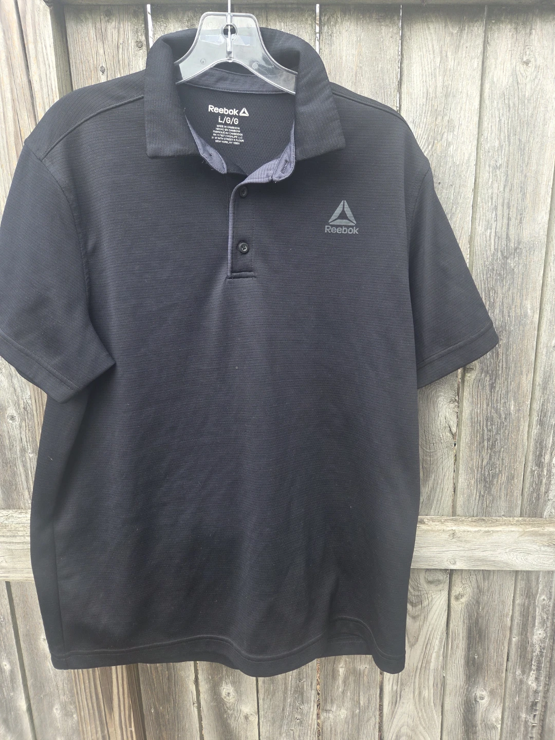 Reebok Men's Polo Shirt Size L/G Black Short Sleeve Athletic