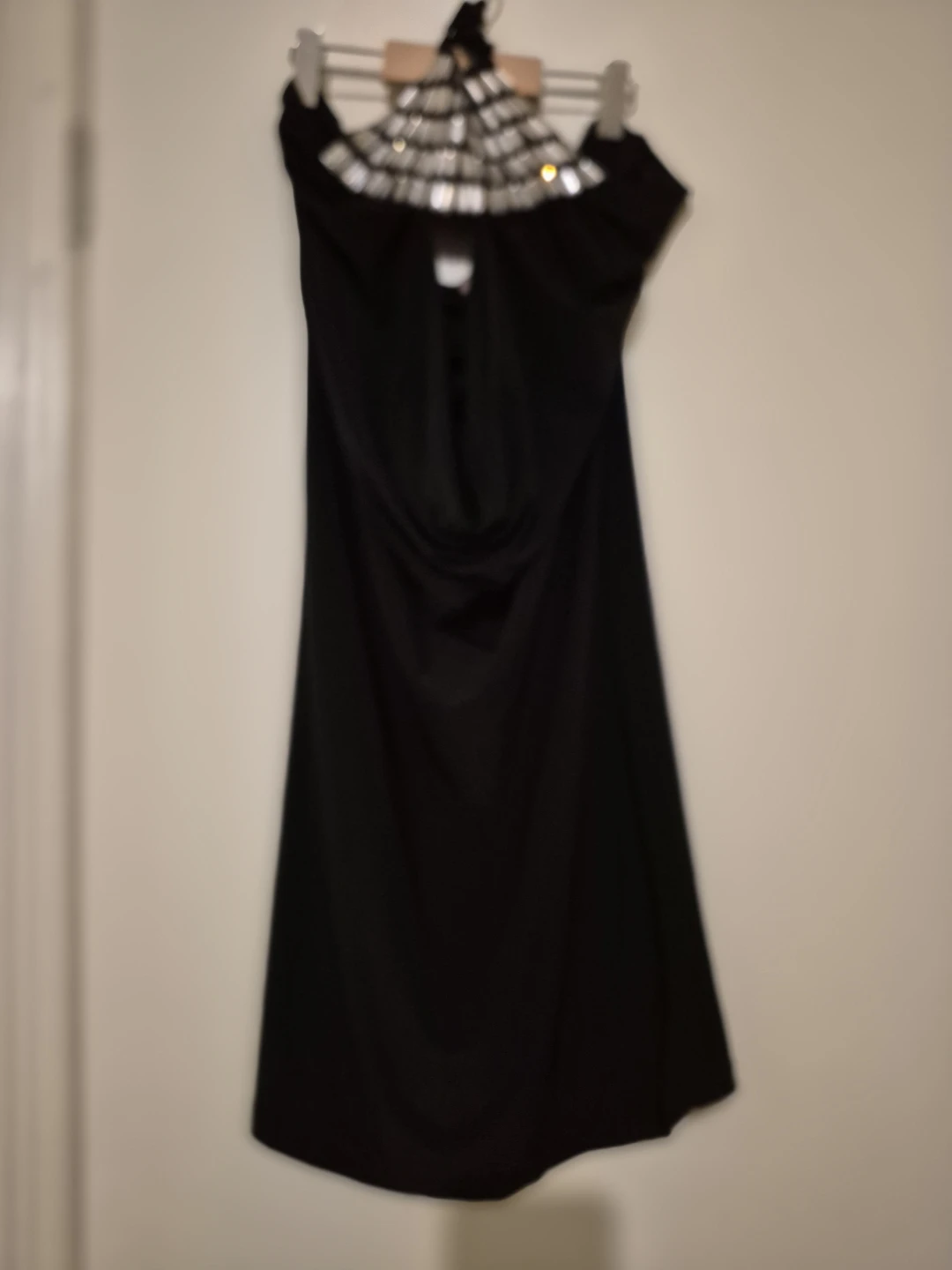Black Halter Neck Dress with Embellished Collar - photo 3