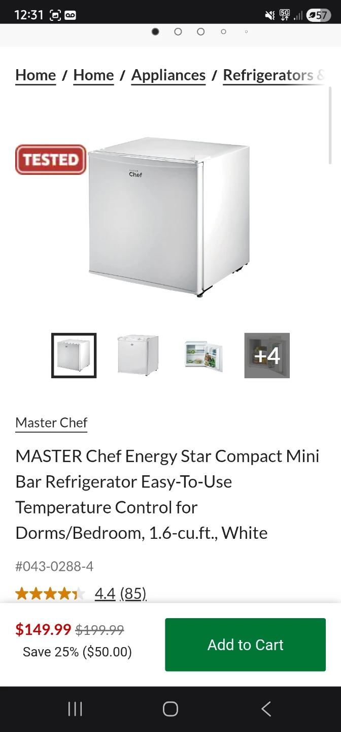 MASTER Chef 1.6 cu.ft. Compact Mini Fridge for Sale - photo 5