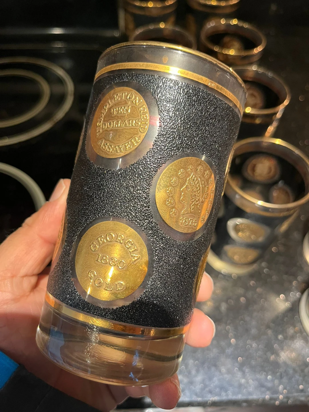 Set of Vintage Gold Coin Glasses - photo 3