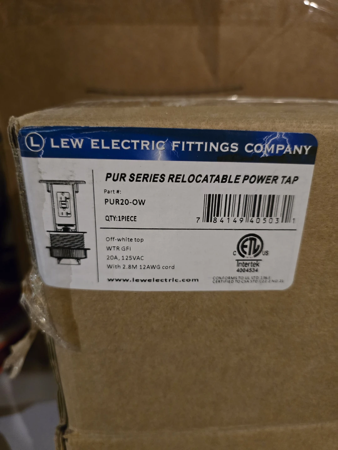 Lew Electric Fittings PUR Series Relocatable Power Tap PUR20-OW - photo 3