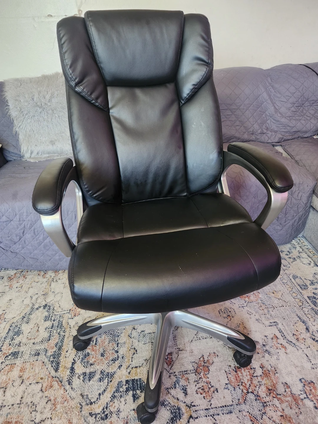 Black Faux Leather Office Chair...Sold...
