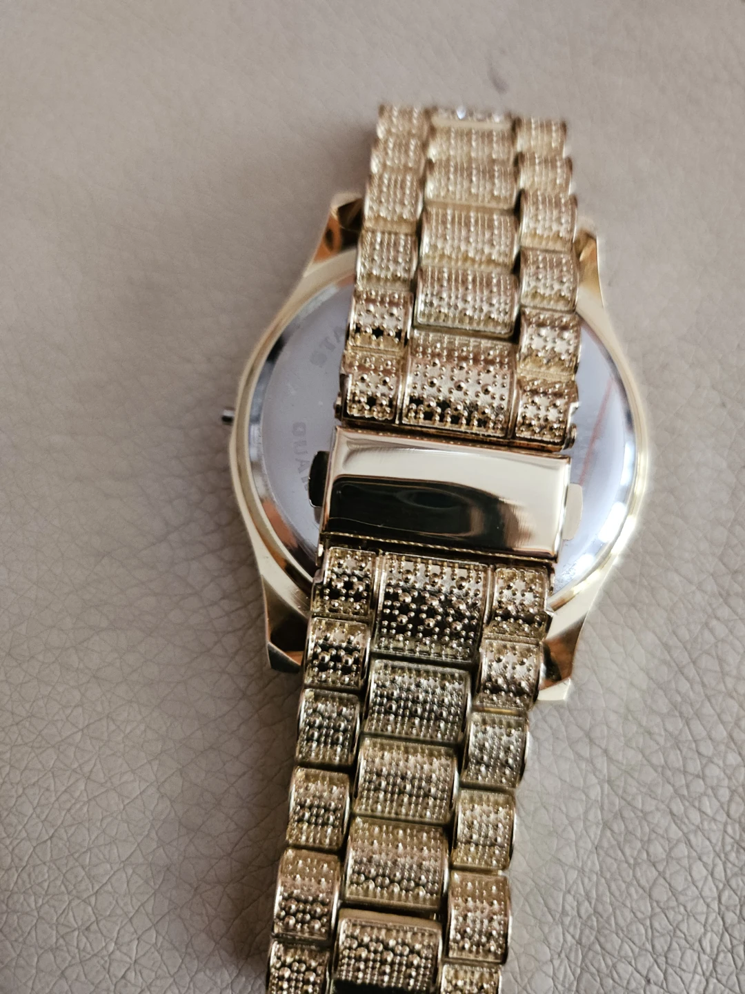 Gold Tone Watch with Rhinestone Bezel and Band - photo 4
