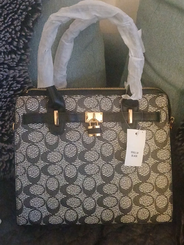 Coach  Black Satchel Handbag with Lock Detail