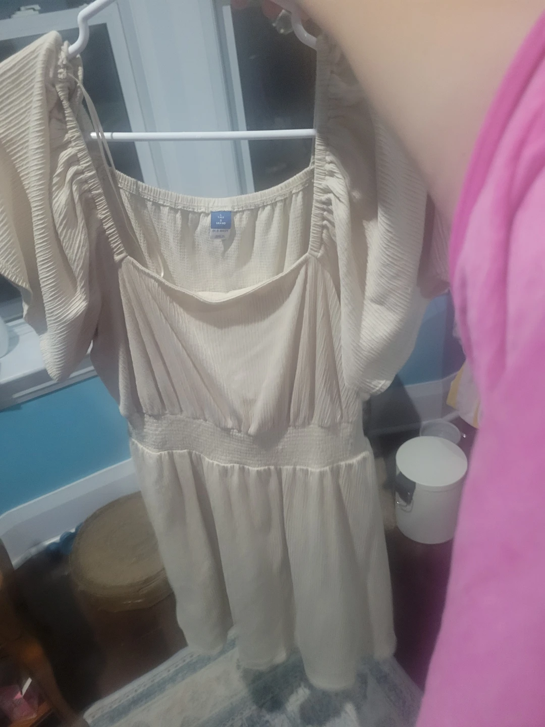 Old Navy Women's Cream Textured Puff Sleeve Top Size Large Tall