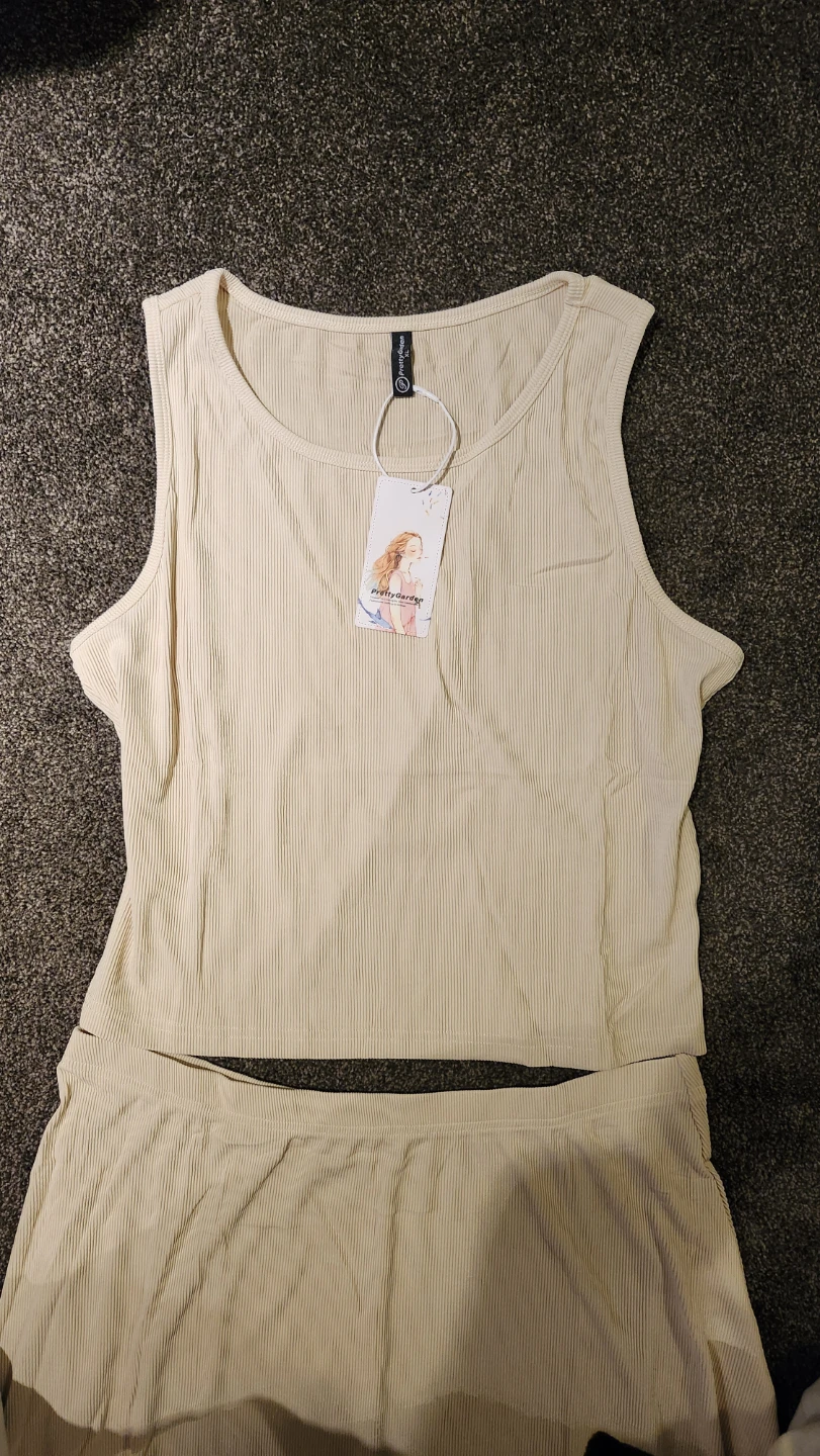 Ribbed Tank Top and Maxi Skirt Set - Cream - photo 5