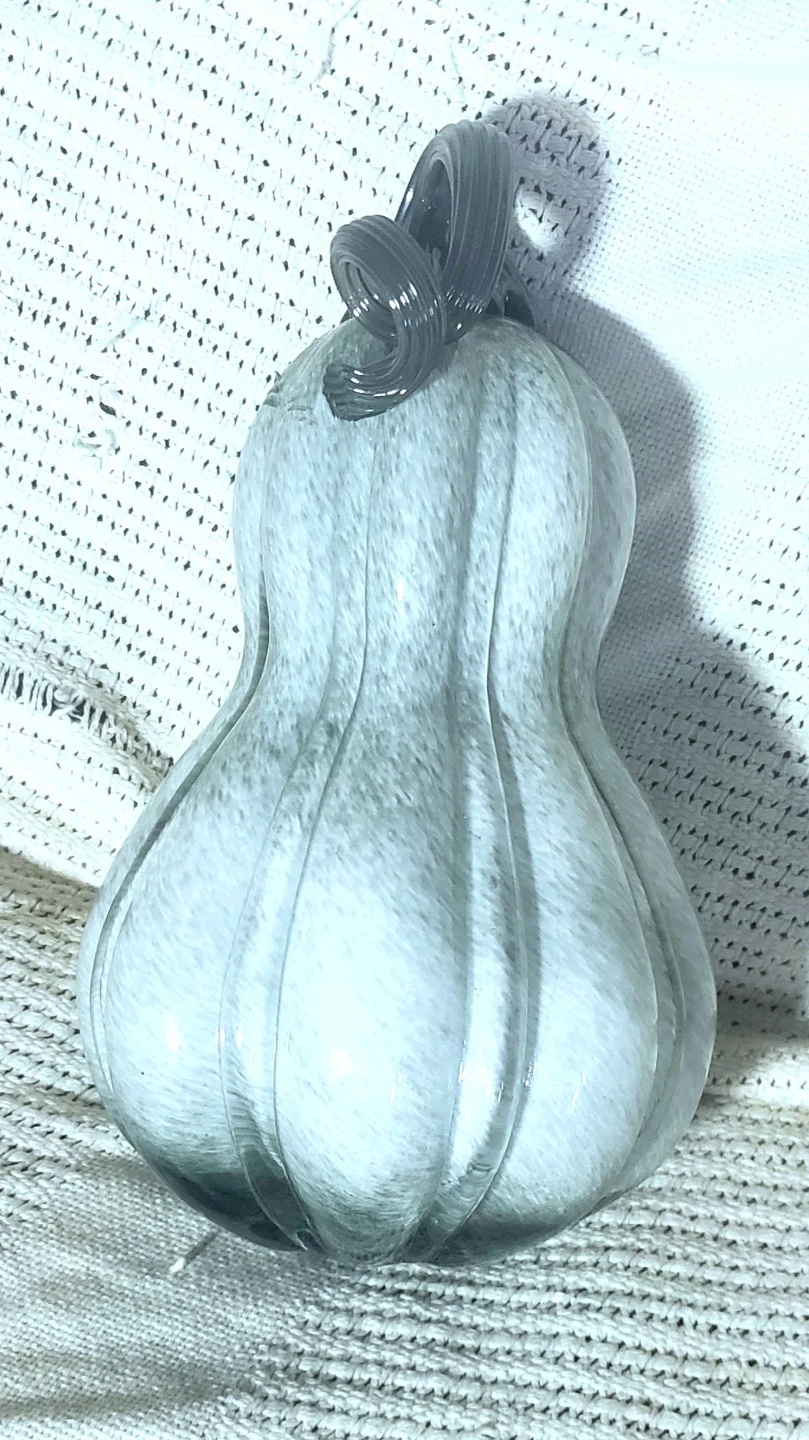 Rachel Zoe Hand Blown Grey Glass Decorative Pumpkin and Gourd - photo 5