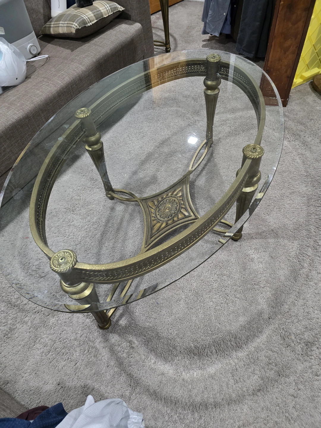 Oval Glass Top Accent/Coffee Table