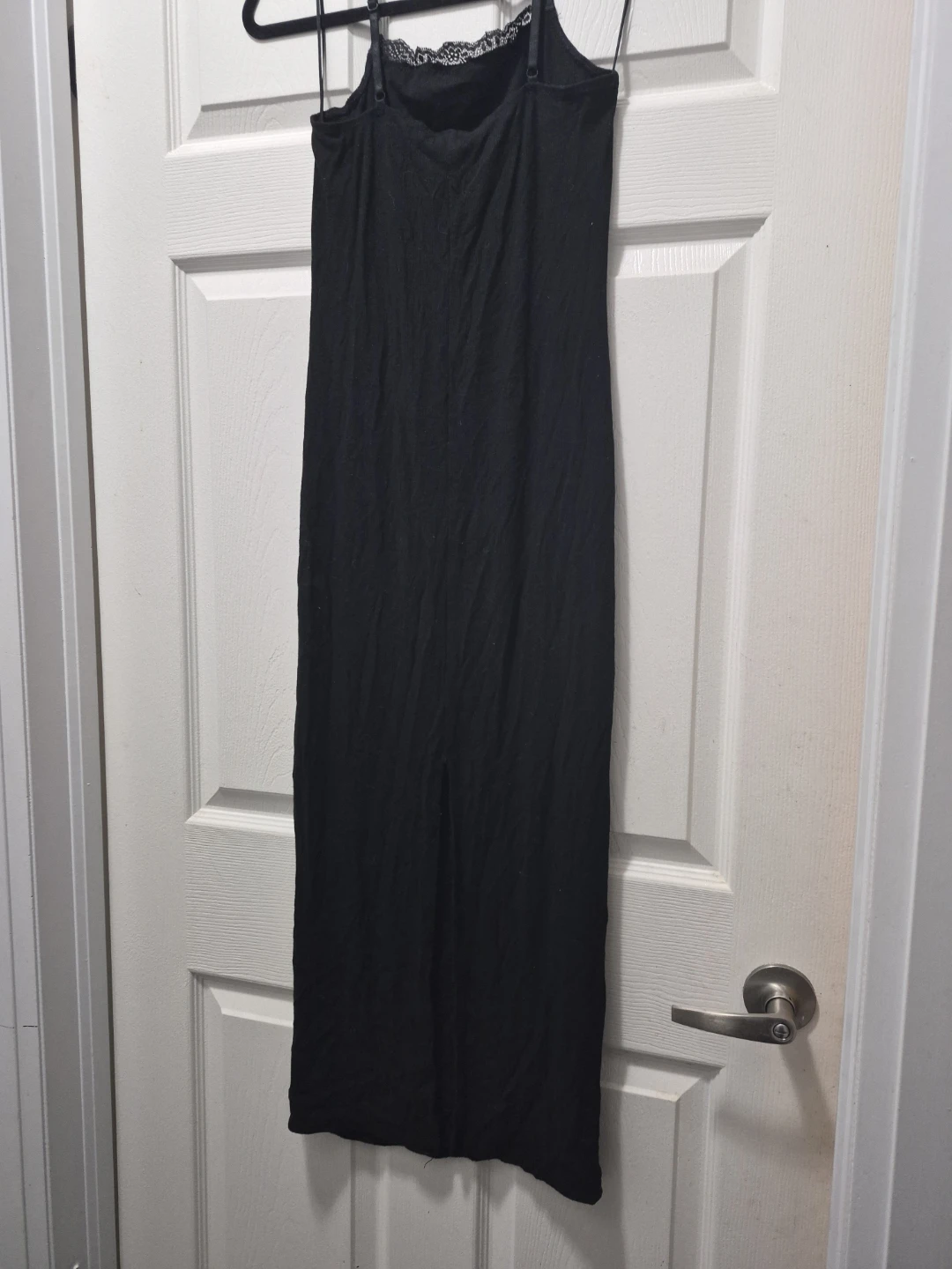 Black Slip Dress with Lace Trim - photo 2
