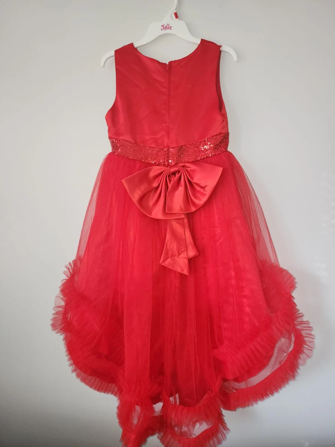 Girls' Formal Dress - Sparkly , Black Velvet & Red Tulle