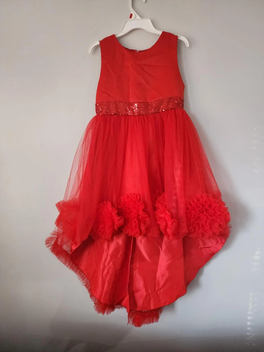 Girls' Formal Dress - Sparkly , Black Velvet & Red Tulle - photo 2