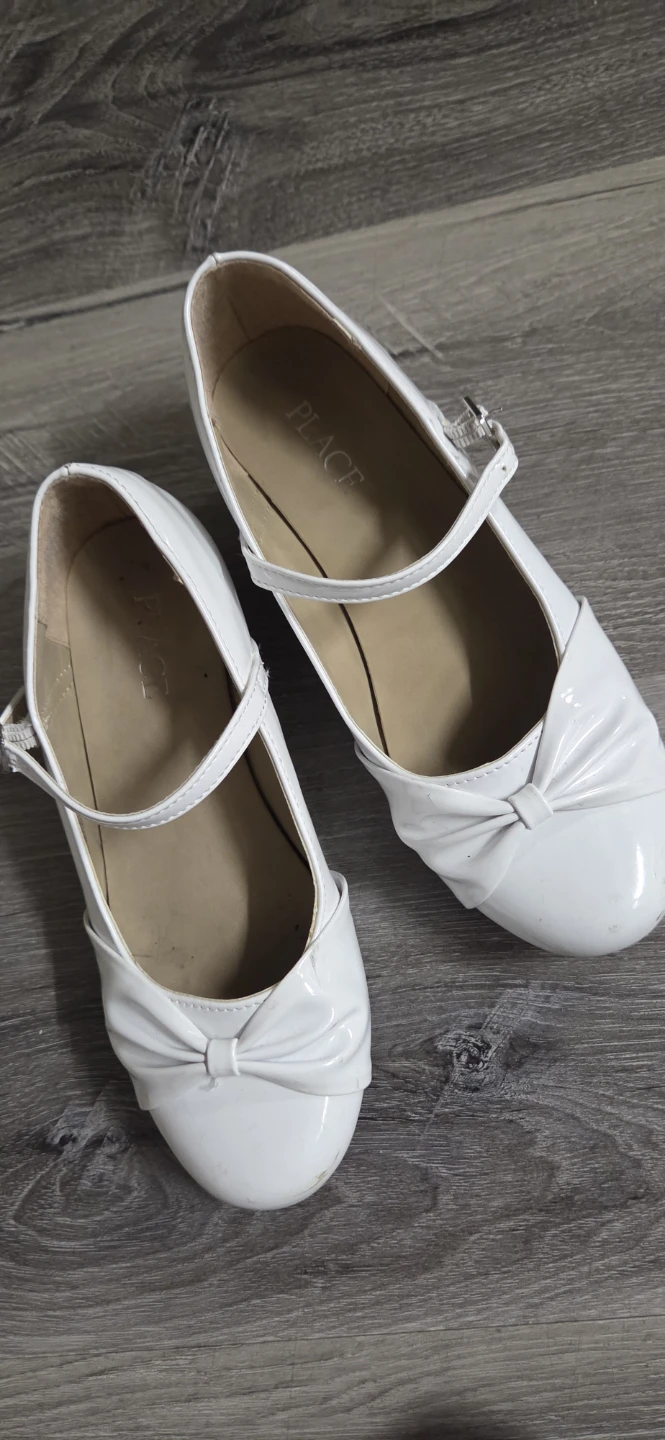 Girls White patent ballet with heel &  bow design, girl size -2 - photo 3