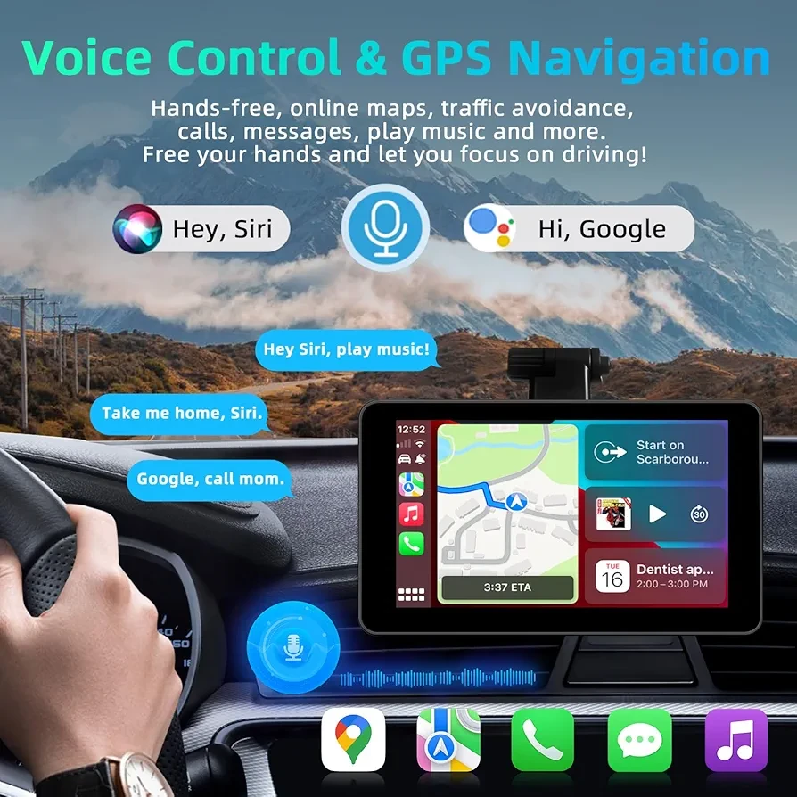 7 Inch Portable Car Stereo with CarPlay & Android Auto - photo 3