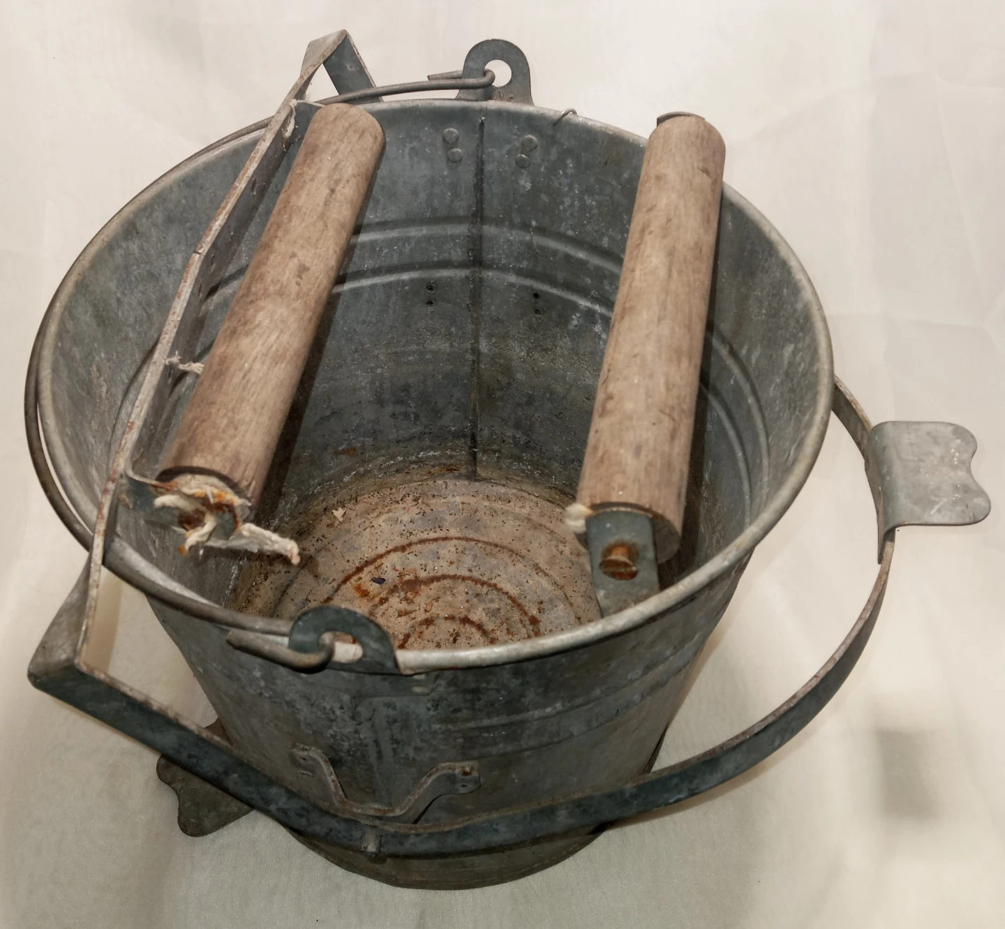 Vintage Galvanized Mop Wringer Bucket