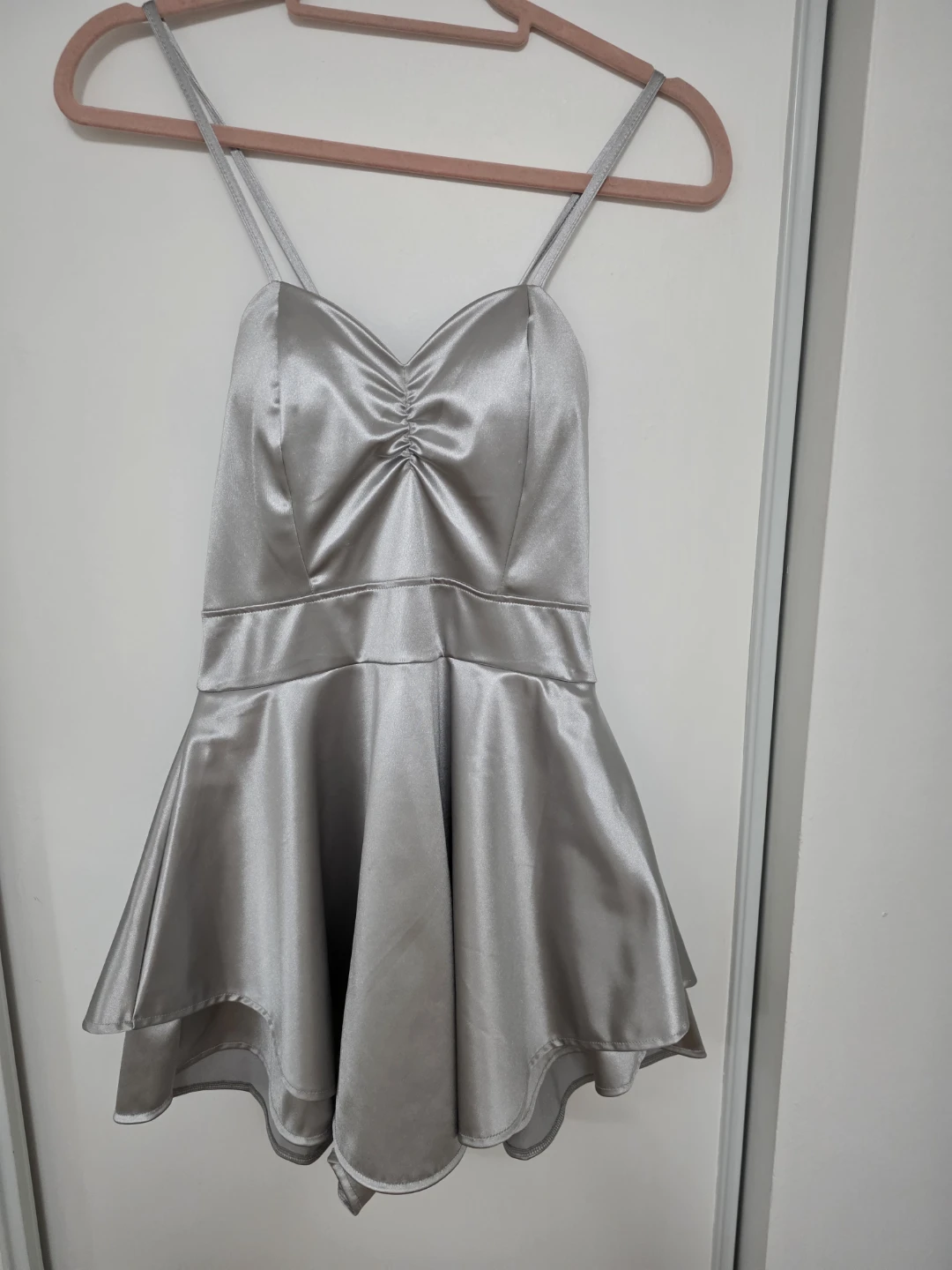 Silver Satin Dress