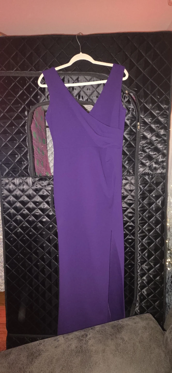 Royal Purple Sleeveless V Neck Split Evening Cocktail Long Dress - photo 4