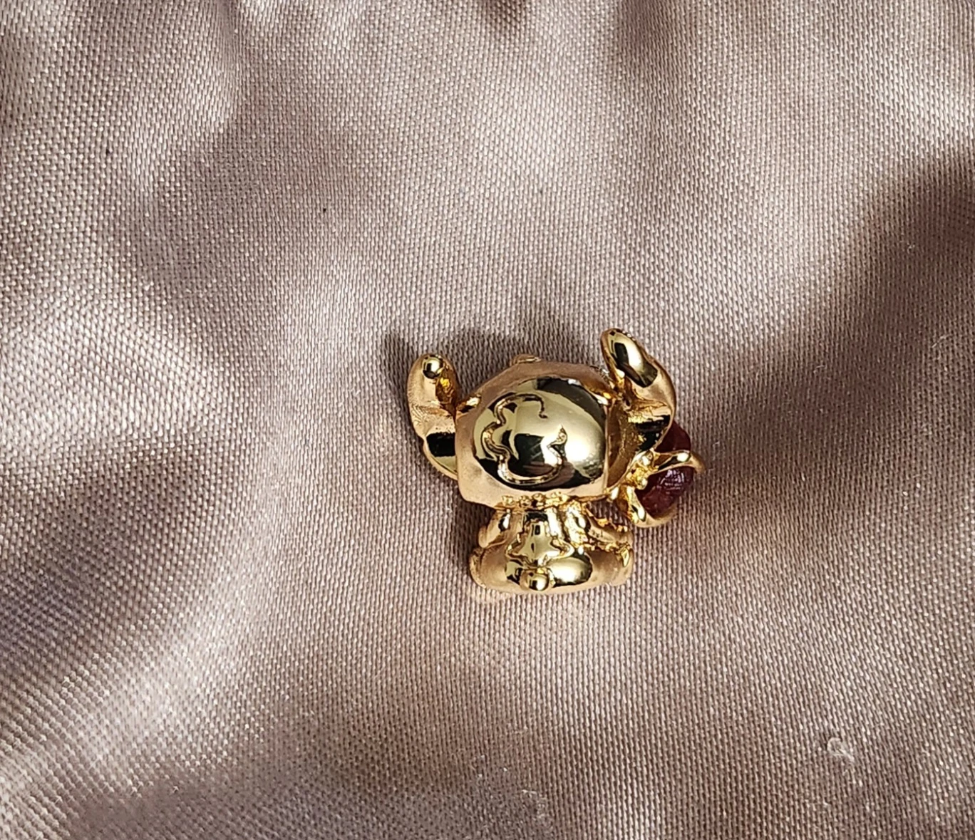 Gold Stitch Charm with Red Flower - photo 2