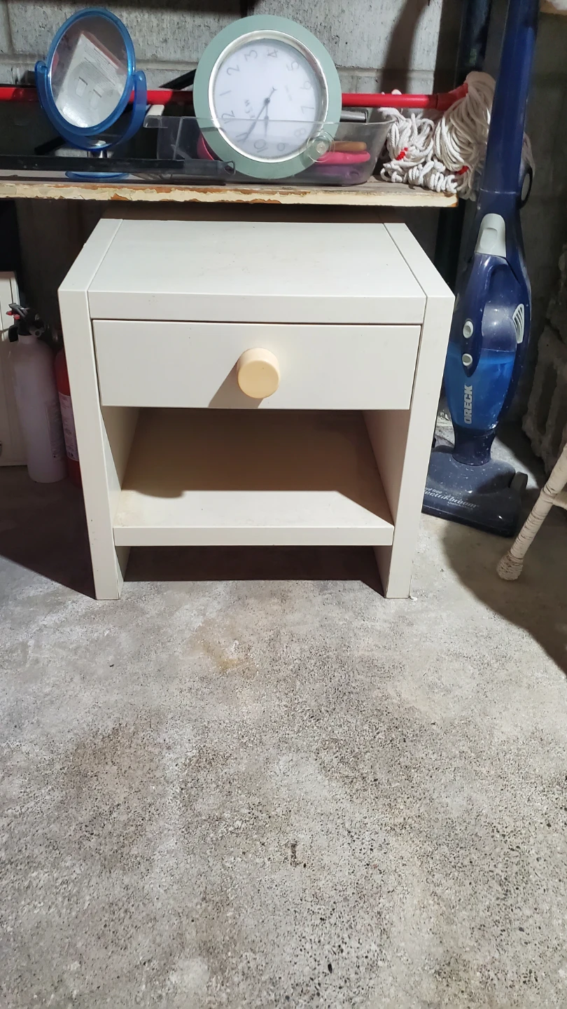 Light Beige Nightstand with Drawer and Shelf - photo 2