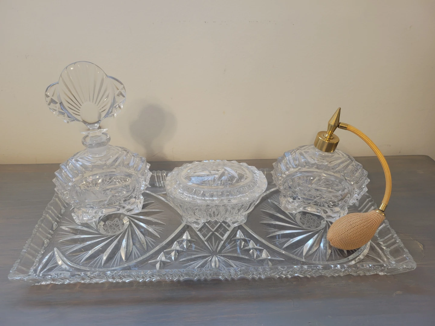 Vintage Crystal Vanity Set