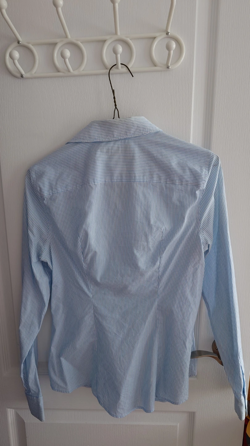 Banana Republic Striped Button-Up Shirt - Light Blue/White - photo 2