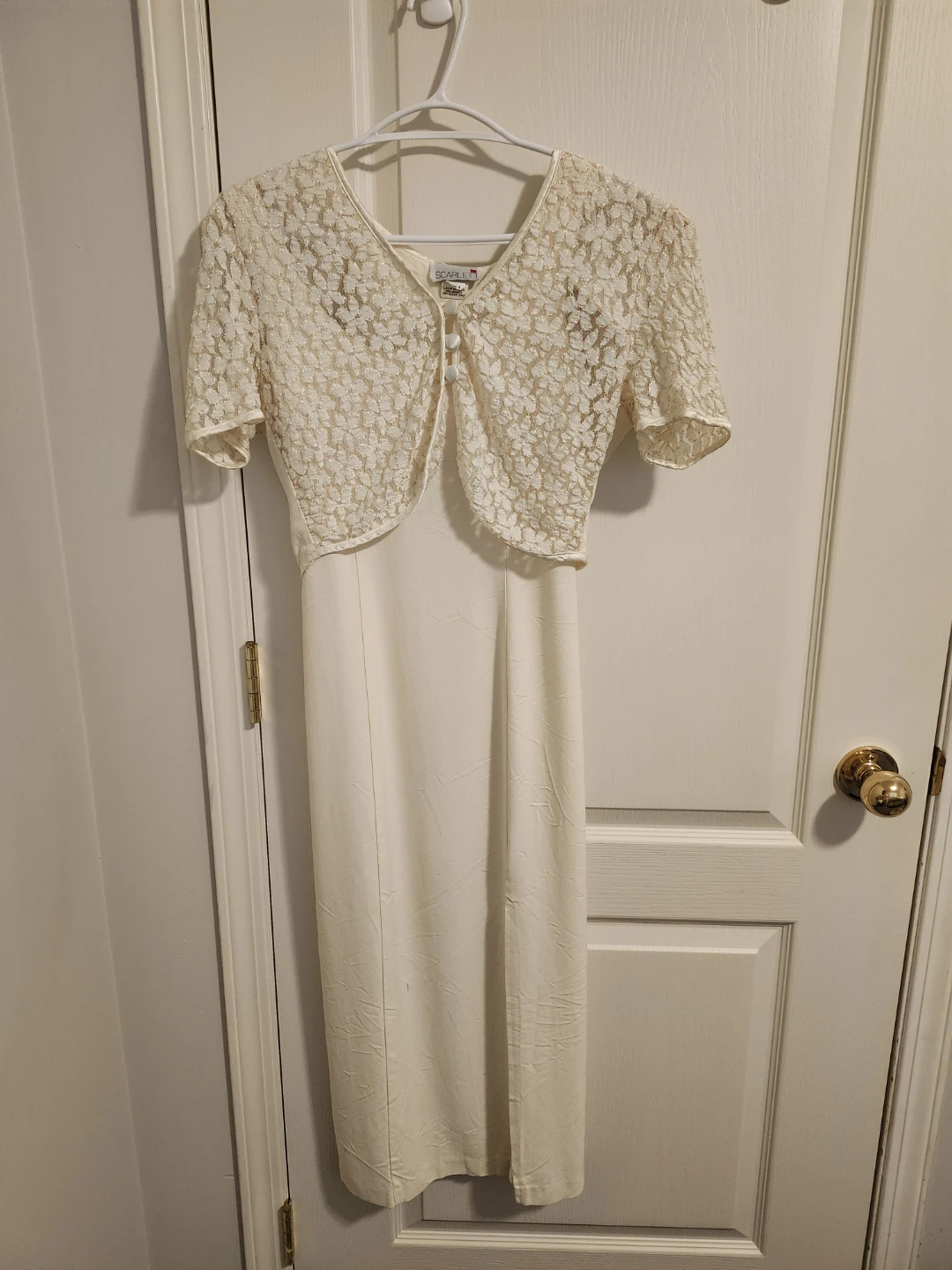 Cream Sheath Dress with Lace Bolero