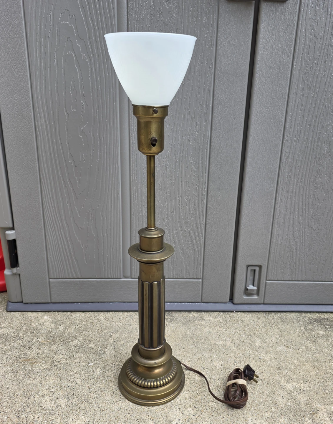 Vintage Brass Table Lamp with Frosted Glass Shade