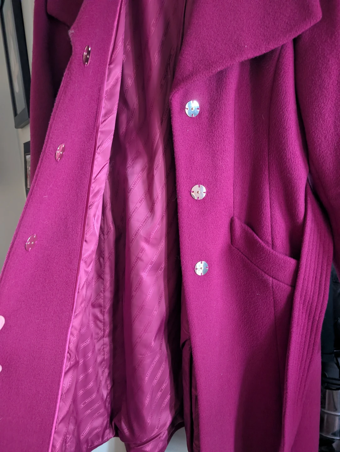 Karl Lagerfeld Pink Wool Blend Coat - Size M - photo 3