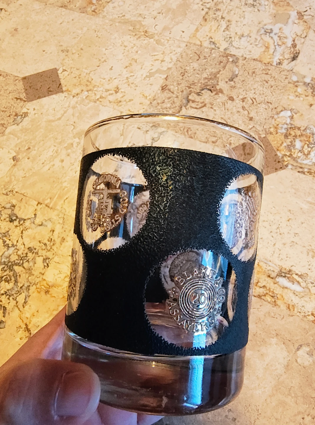Vintage Libbey Black With Gold Coin Lowball Glass - photo 5