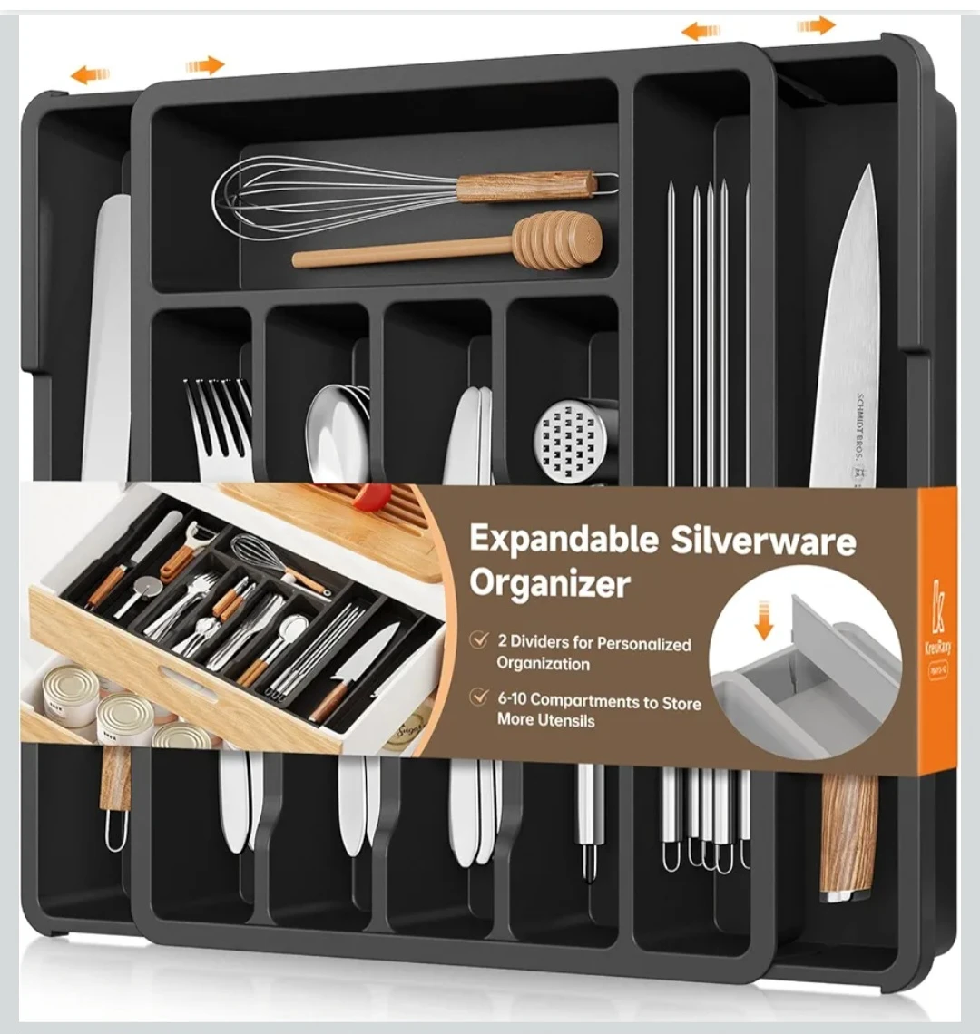 Expandable Drawer Organizer for Silverware, Adjustable Kitc...