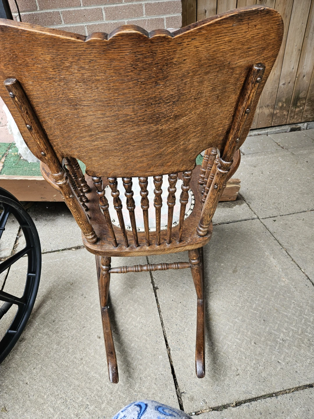 Antique Oak Spindle Back Rocking Chair - photo 5