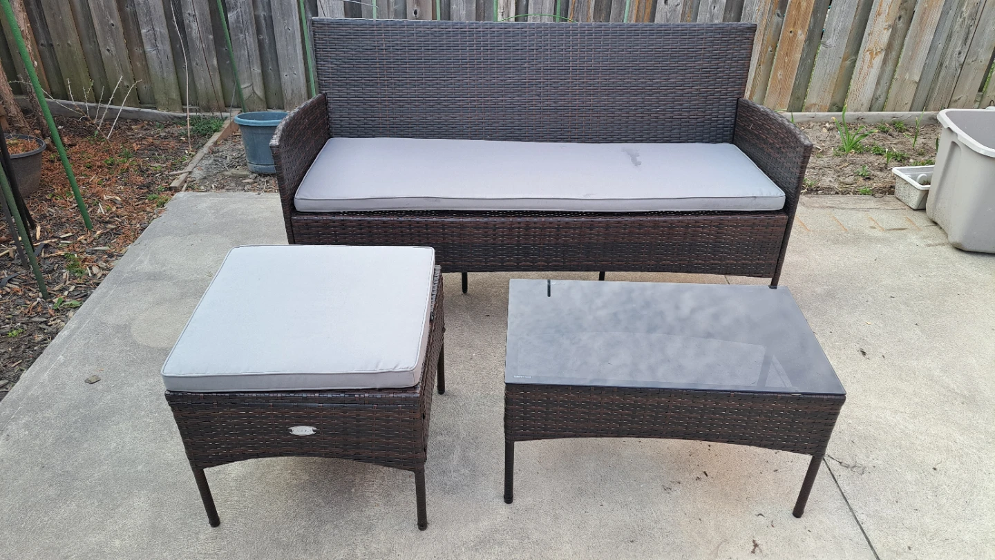 Wicker Patio Set - Loveseat and 2 Tables