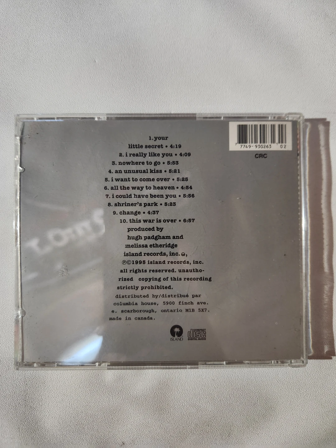 Melissa Etheridge Your Little Secret CD - photo 2