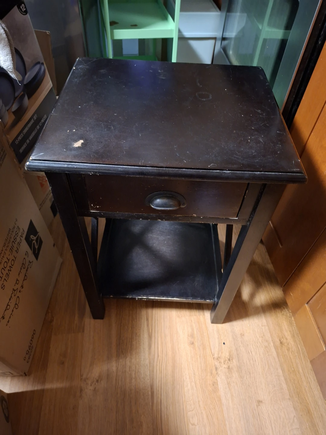 Dark brown night stand with Drawer