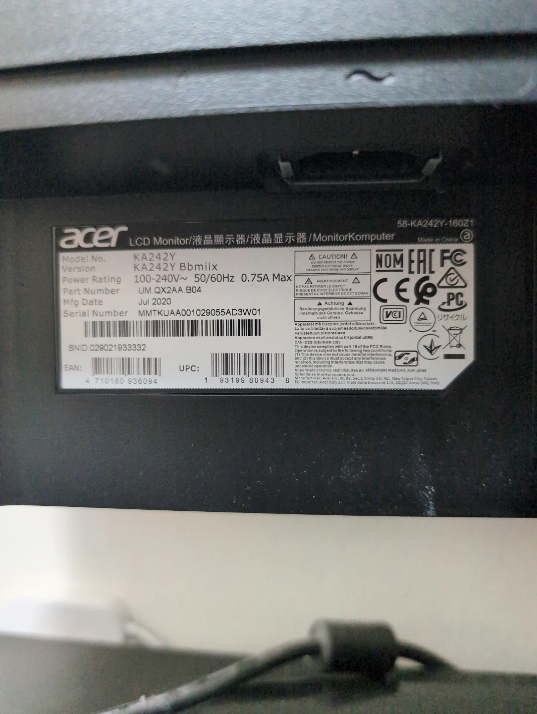 Acer KA242Y 24" 75Hz IPS LCD Monitor - photo 2
