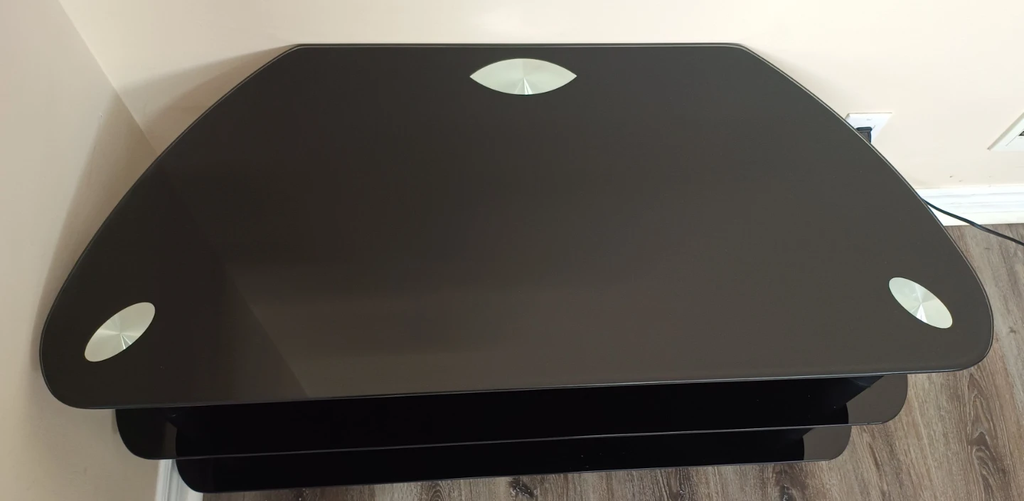 Black Glass TV Stand with 3 Shelves - photo 5