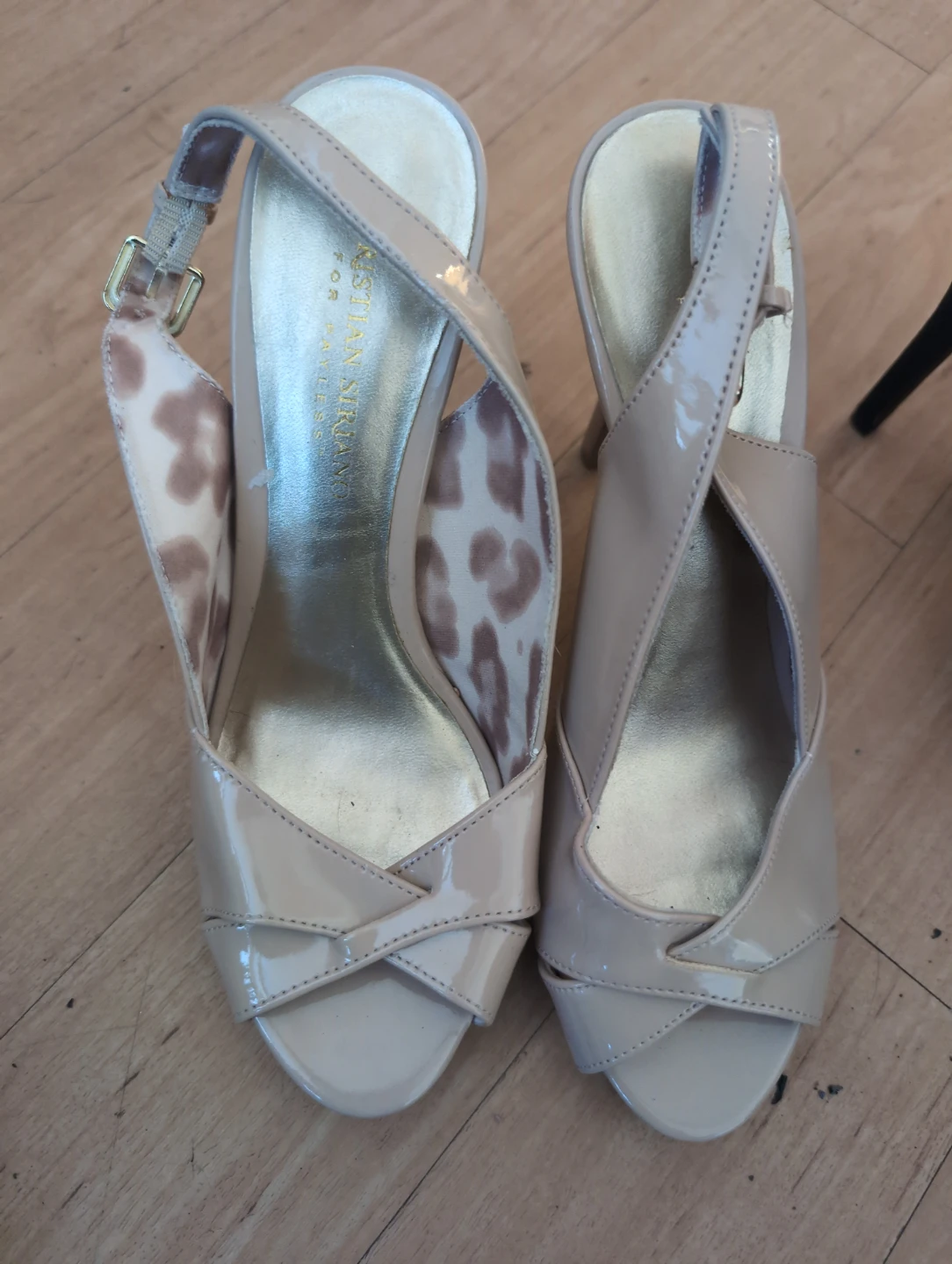 Christian Siriano Nude Patent Slingback Heels