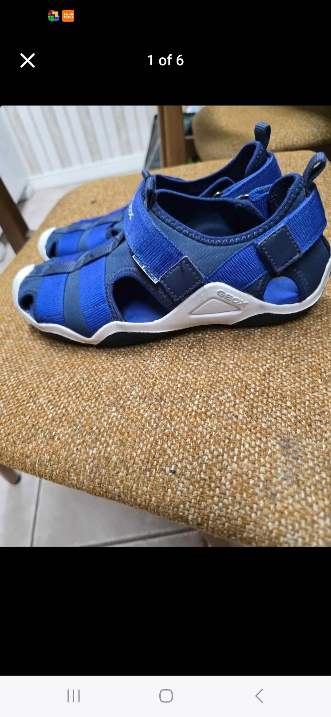 Boys Geox Blue Sandals Size 35 Eur (3 1/2 US) on velcro EUC
