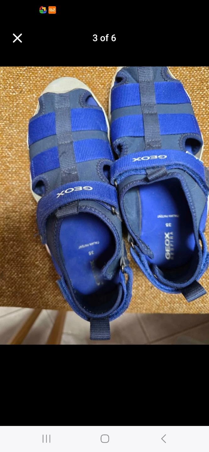 Boys Geox Blue Sandals Size 35 Eur (3 1/2 US) on velcro EUC - photo 2