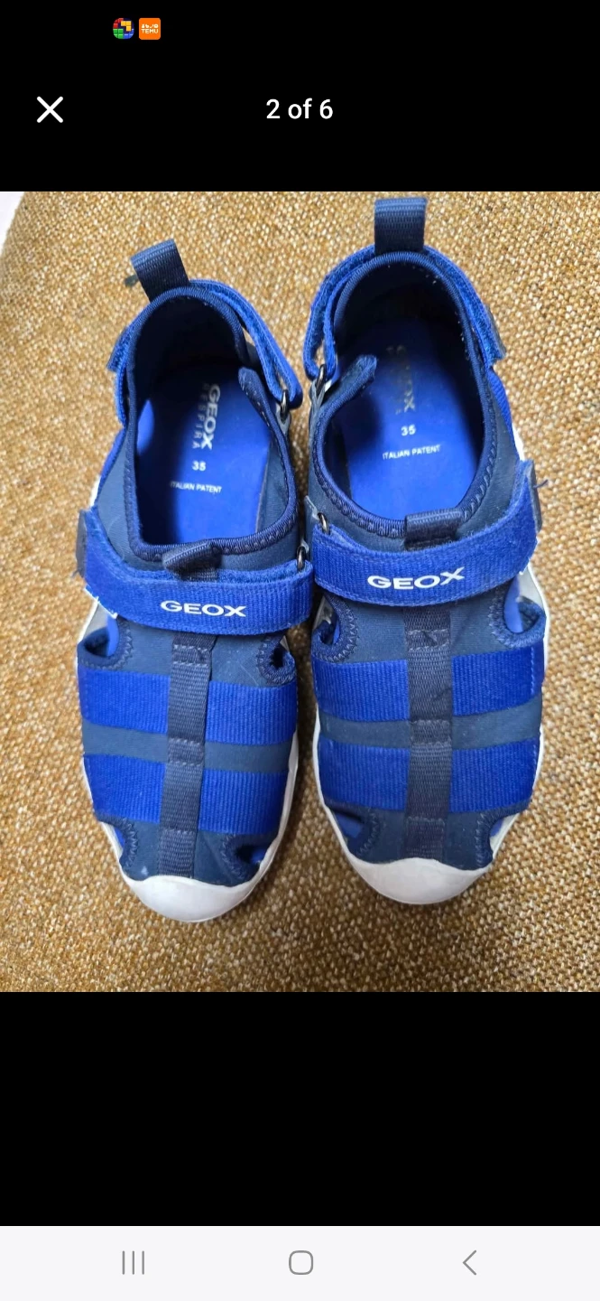 Boys Geox Blue Sandals Size 35 Eur (3 1/2 US) on velcro EUC - photo 3