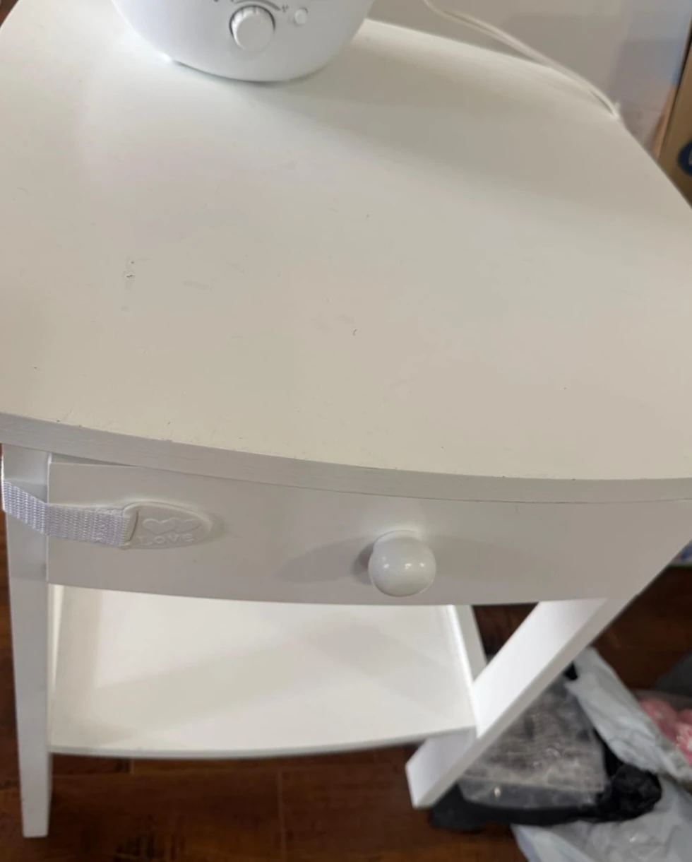 White Bedside Table with Drawer